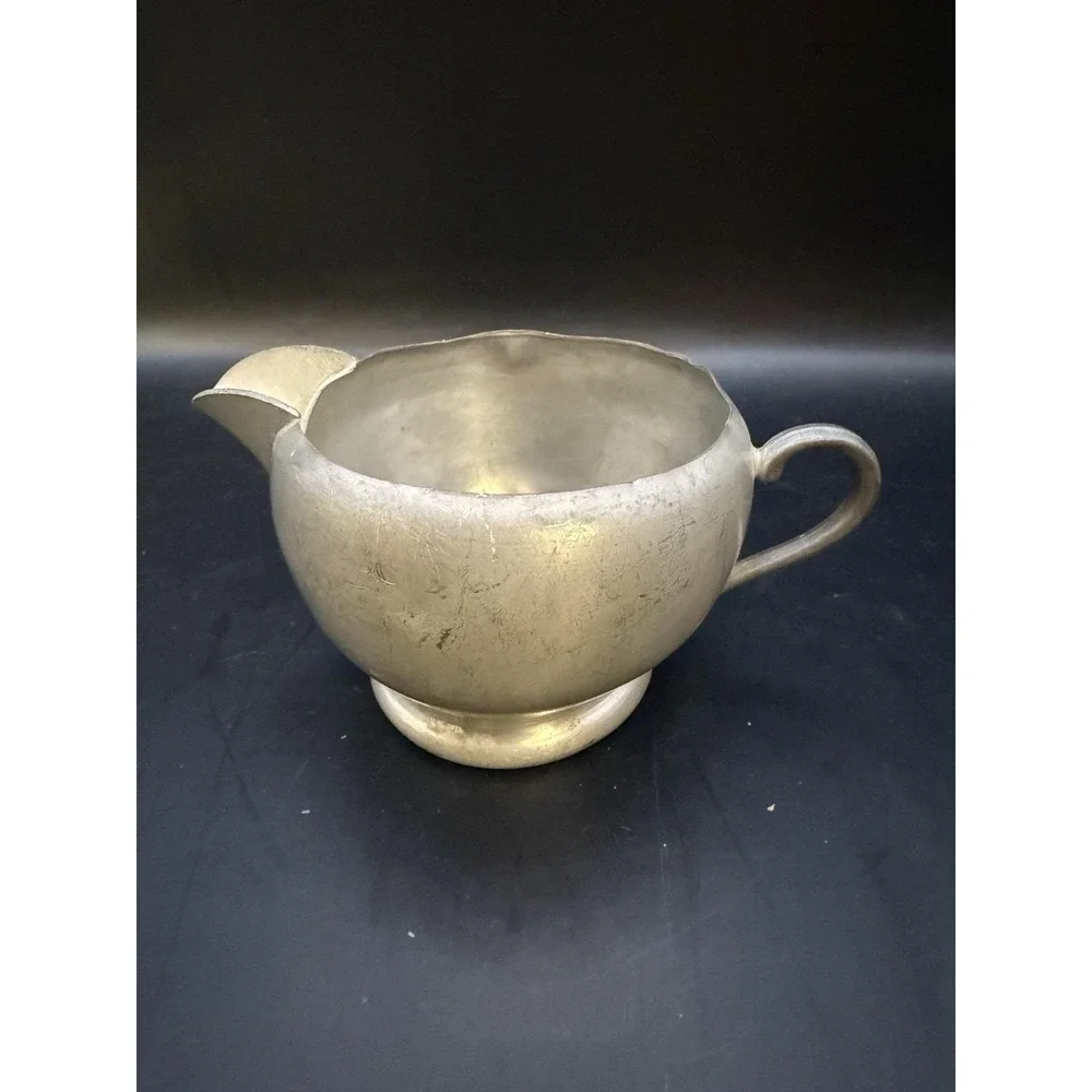 Vintage Mixed Metal Lot‎ – Silverplate, Pewter, Brass – Creamers, Bowl, Cup